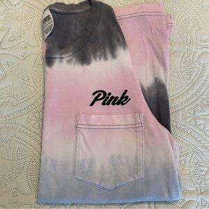 PINK Victoria's Secret Y2K Ombre Tye Dye Tee - Pink and Gray